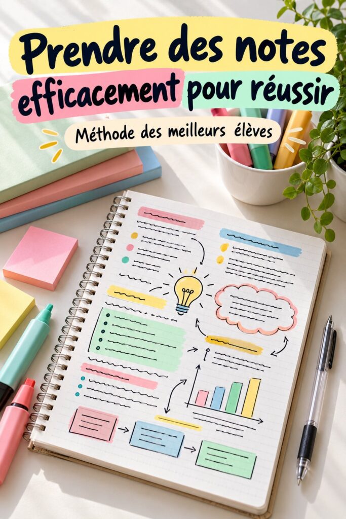 Un élève prend des notes pendant un cours au lycée, méthodes de prise de notes