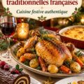 Une table dressée pour les fêtes avec des plats traditionnels français.
