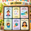 Affiche colorée avec des techniques de calme pour la classe