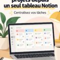 Tableau Notion ouvert avec des projets en cours, illustrant la gestion efficace des tâches familiales
