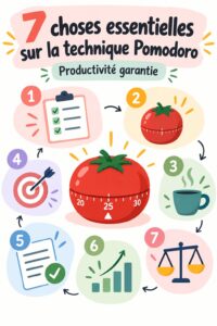 Illustration de la technique Pomodoro avec un minuteur et des livres d'étude.