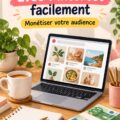 Un écran d'ordinateur montrant des épingles Pinterest sur un fond de bureau familial.